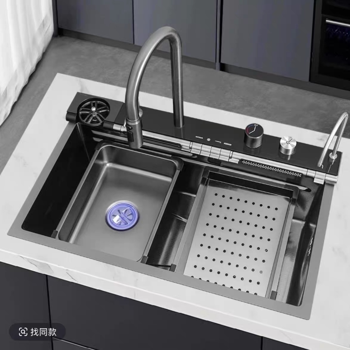 欧沐蓝 Q7545纳米深灰龙鱼单槽